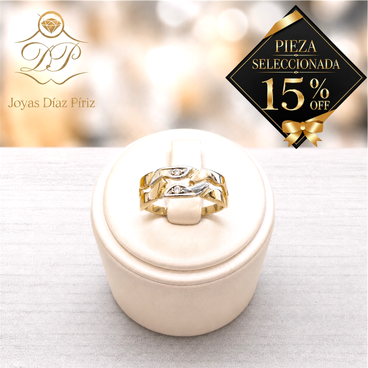 ANILLO ORO DE 18K ONDAS CON DIAMANTES