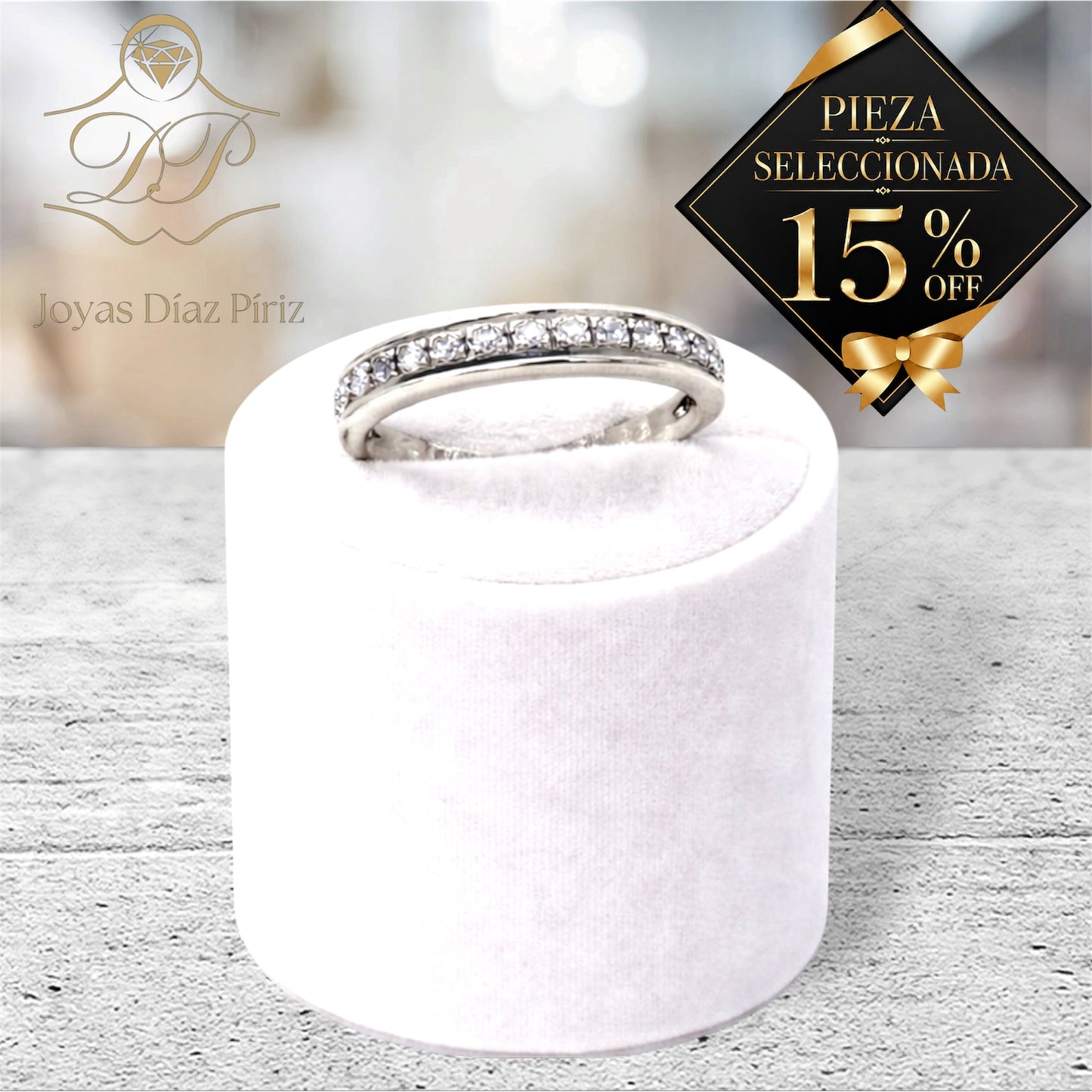 ANILLO ORO GRIS MEDIO SIN FIN