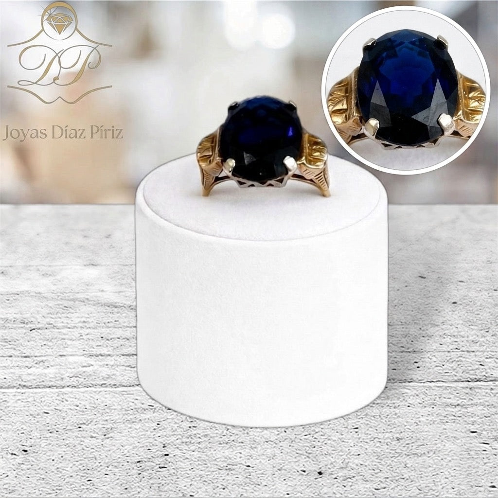 ANILLO ORO 18K CIRCONIA AZUL