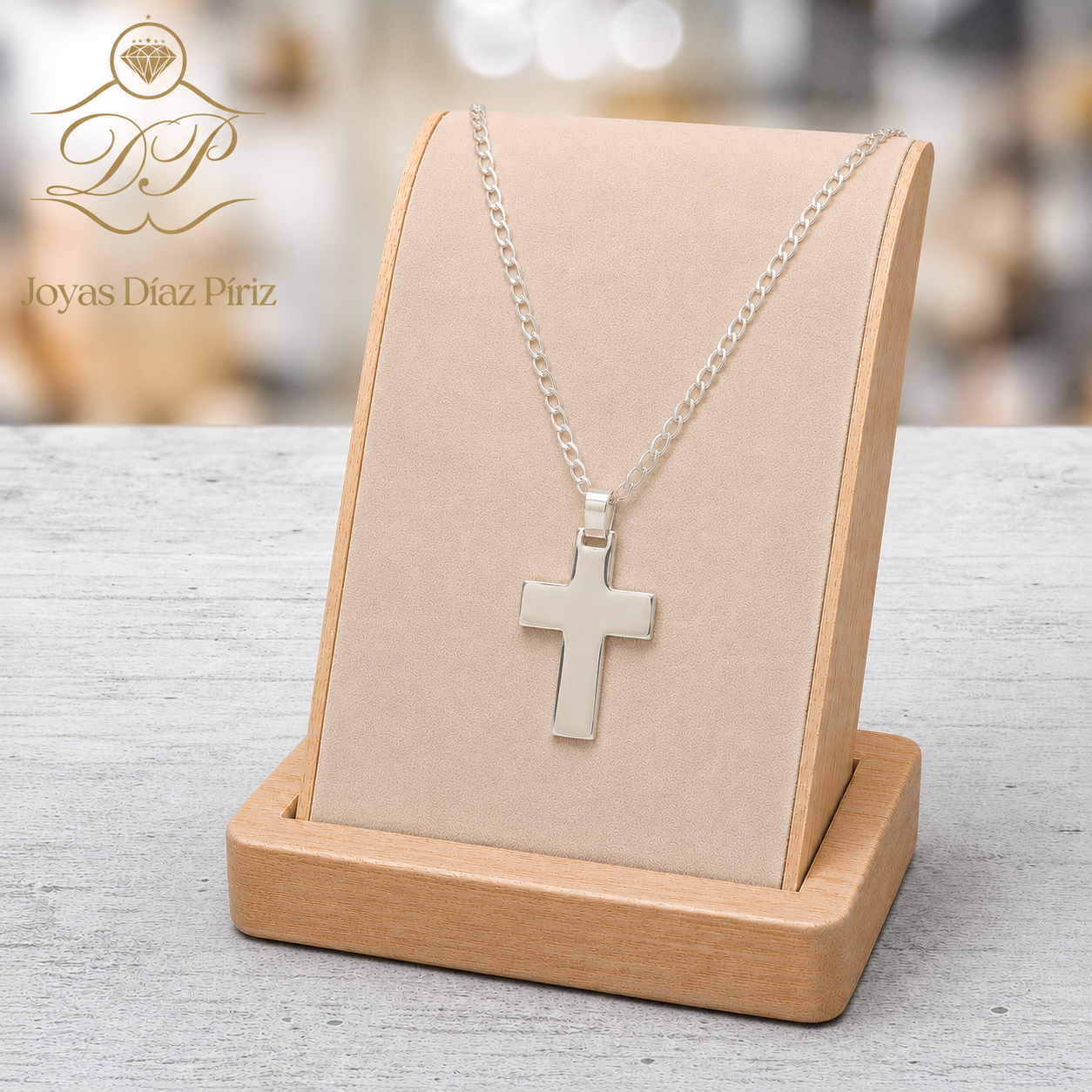 CADENA PLATA GRUMET/CRUZ