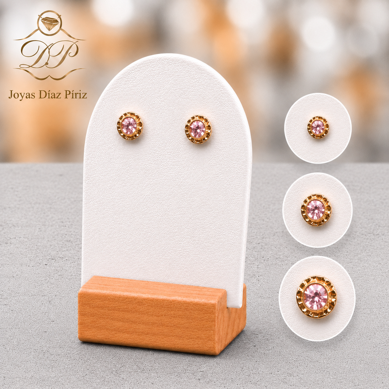 ABRIDOR PERNO ORO CIRCONIA ROSA