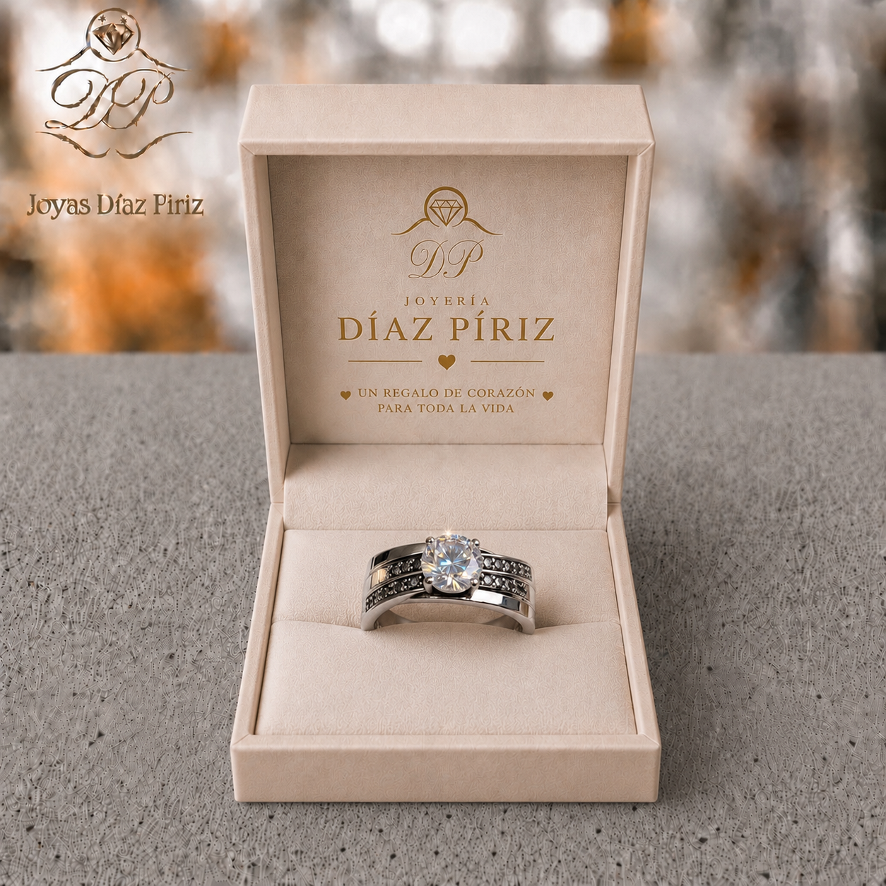 ANILLO PLATA Y ORO CON CIRCONIA