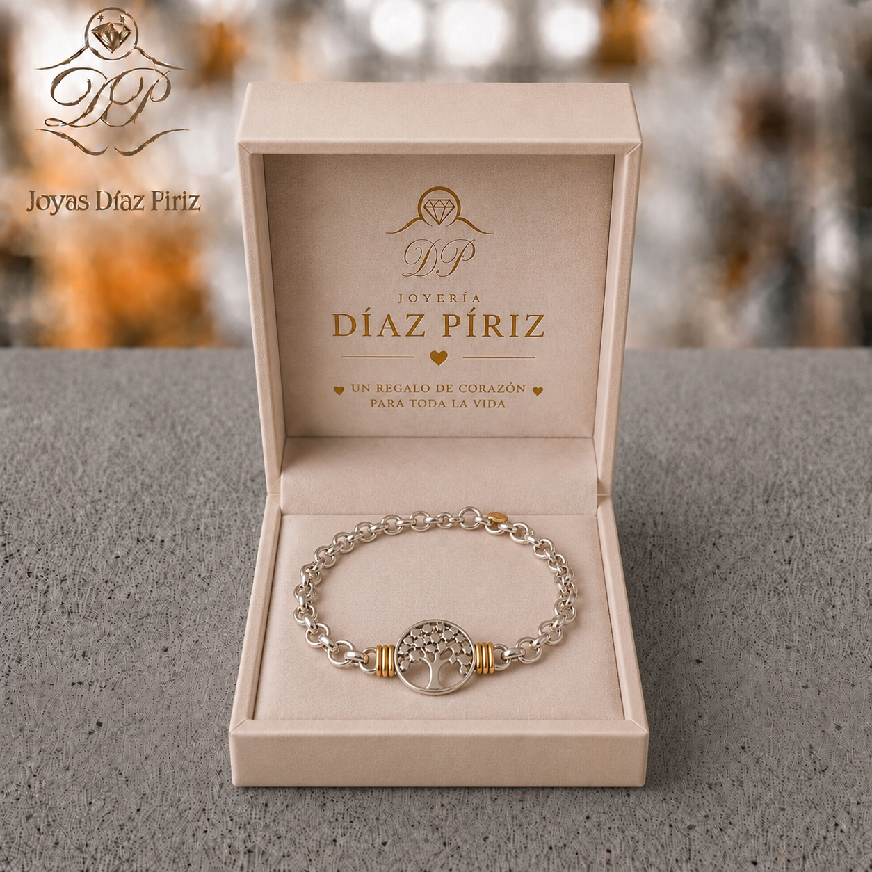 PULSERA PLATA Y ORO ÁRBOL DE LA VIDA