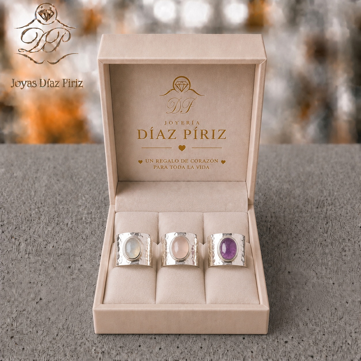 ANILLOS PLATA MARTILLADOS CON PIEDRA