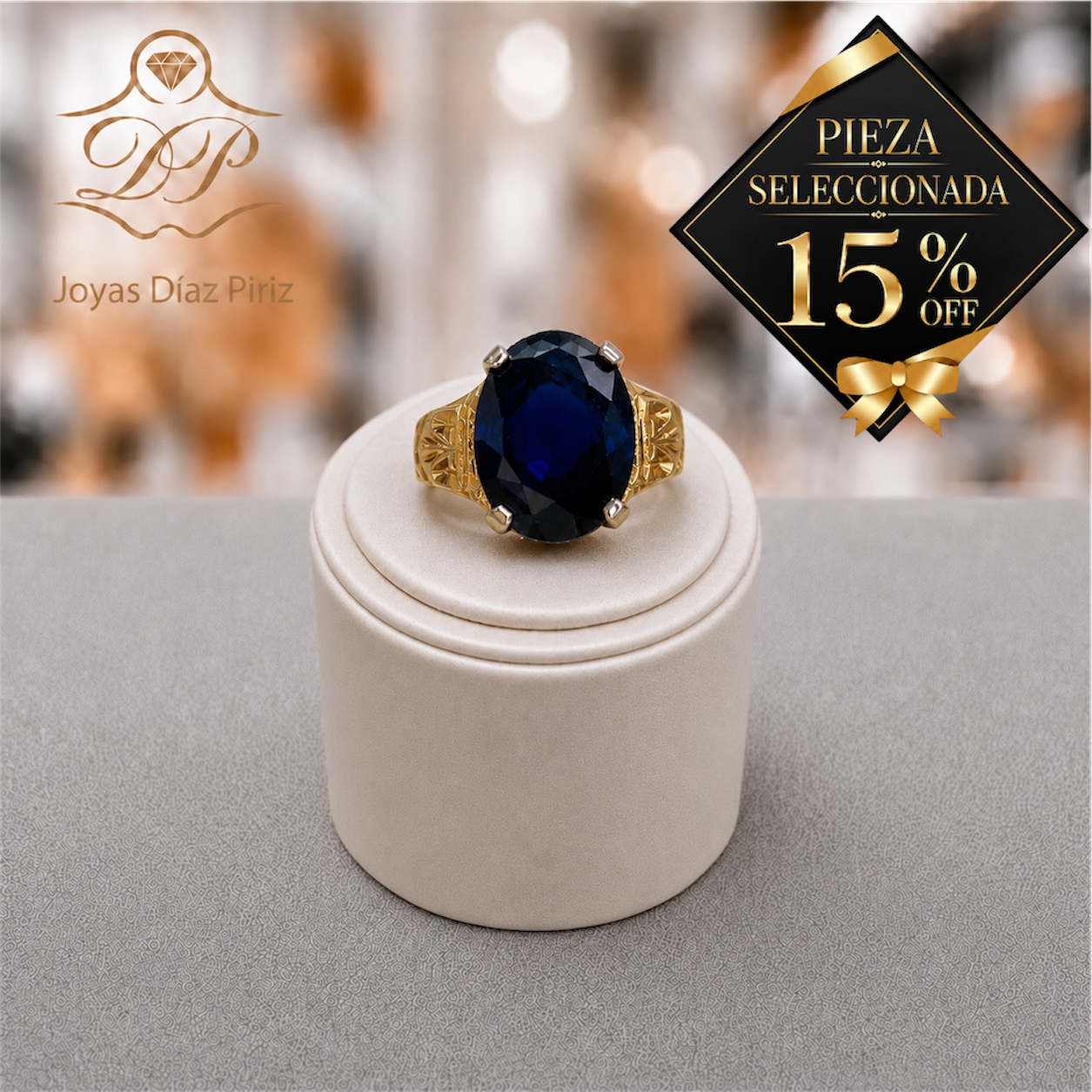 ANILLO ORO 18K CIRCONIA AZUL