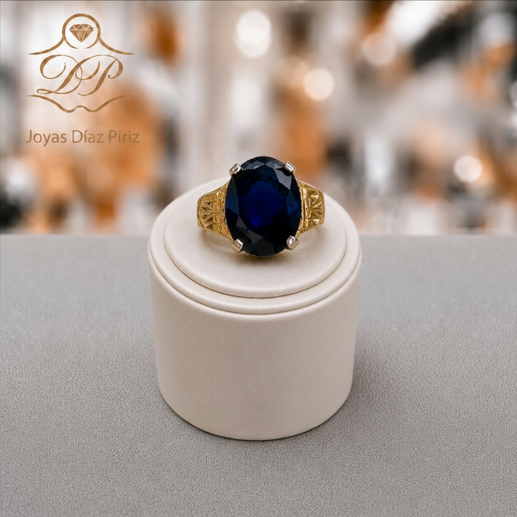 ANILLO ORO 18K CIRCONIA AZUL