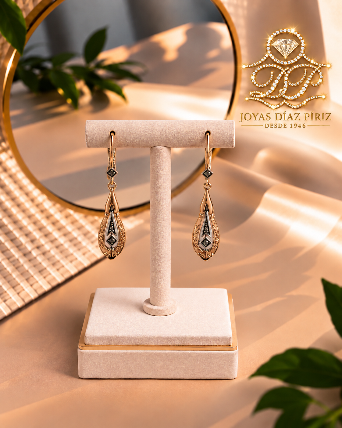 Caravanas oro colgante con chispas de diamante