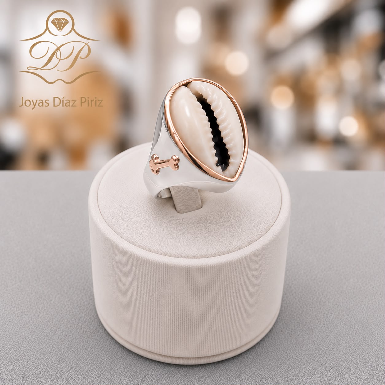 ANILLO PLATA Y ORO BUZIO CON APLIQUES