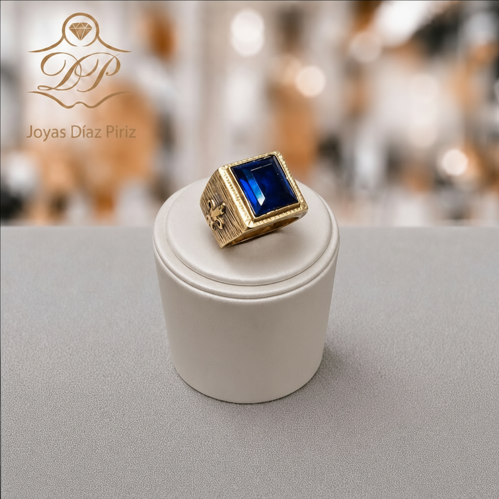 Anillo Oro 10K Circonia Azul sin etiqueta
