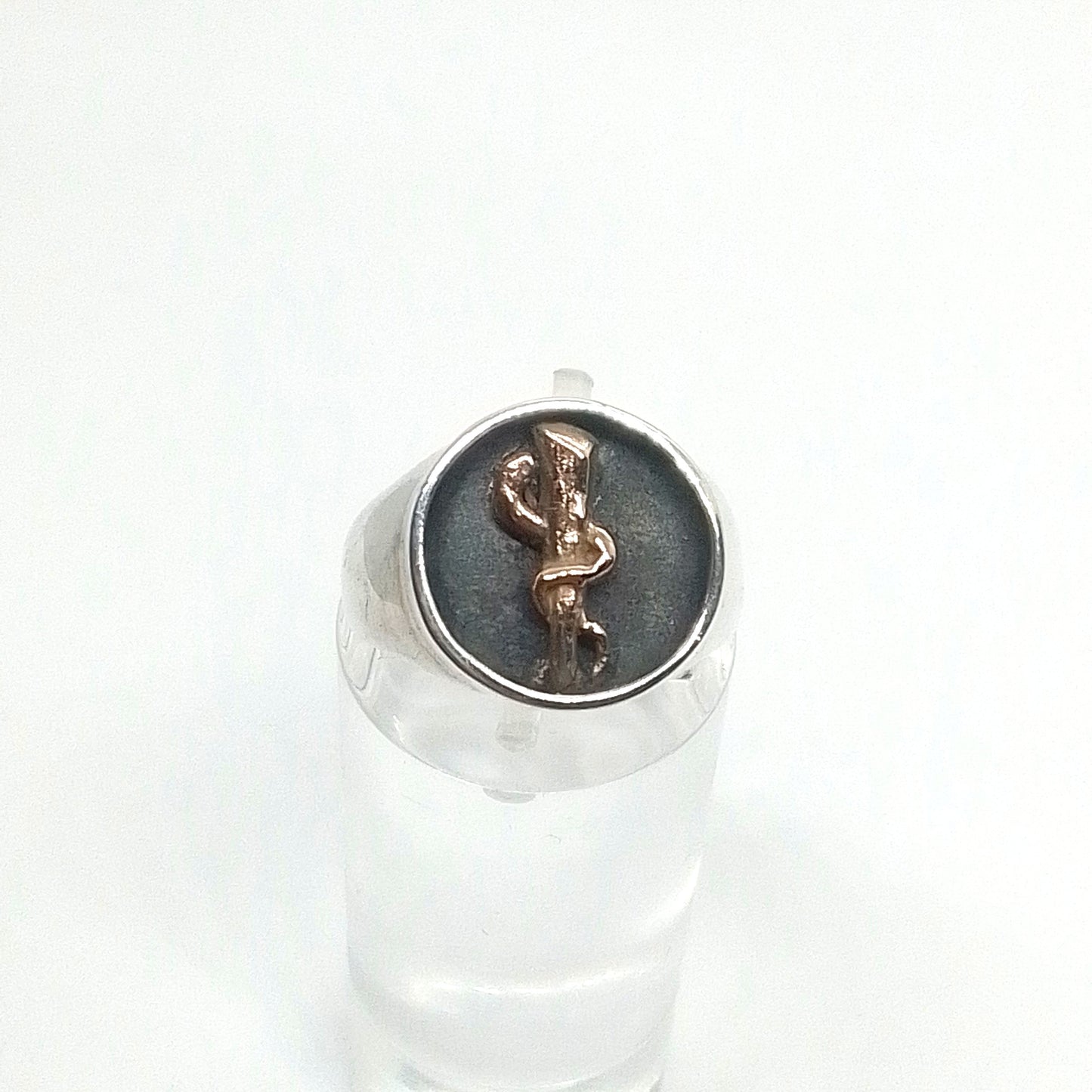 Anillo en Plata con símbolo Medico en Oro