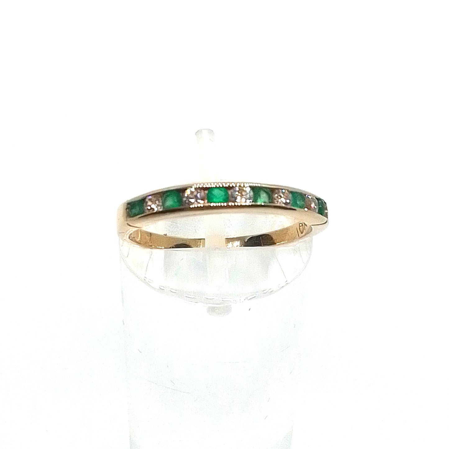 Anillo Medio Sin Fin con Esmeralda y Circonias Oro 10kts
