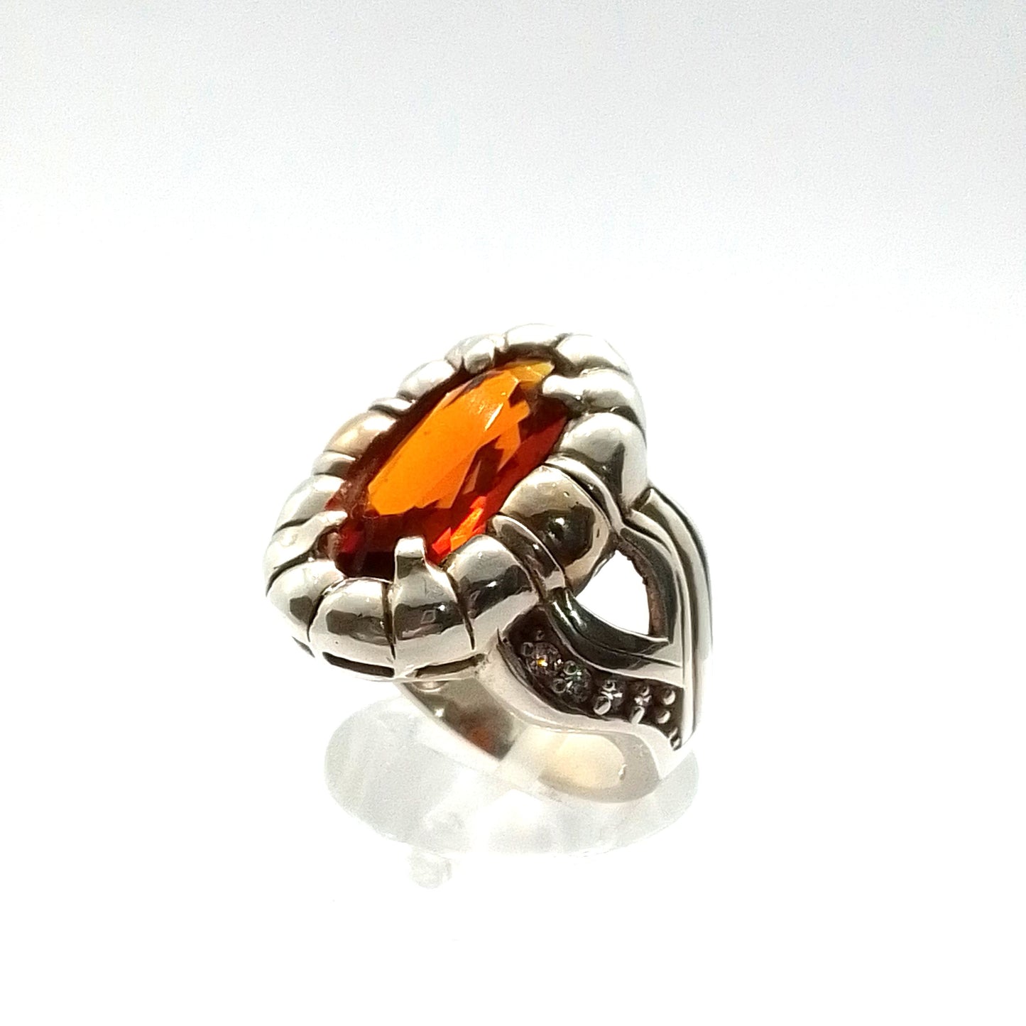 Anillo Plata y Oro con Ambar y circonias