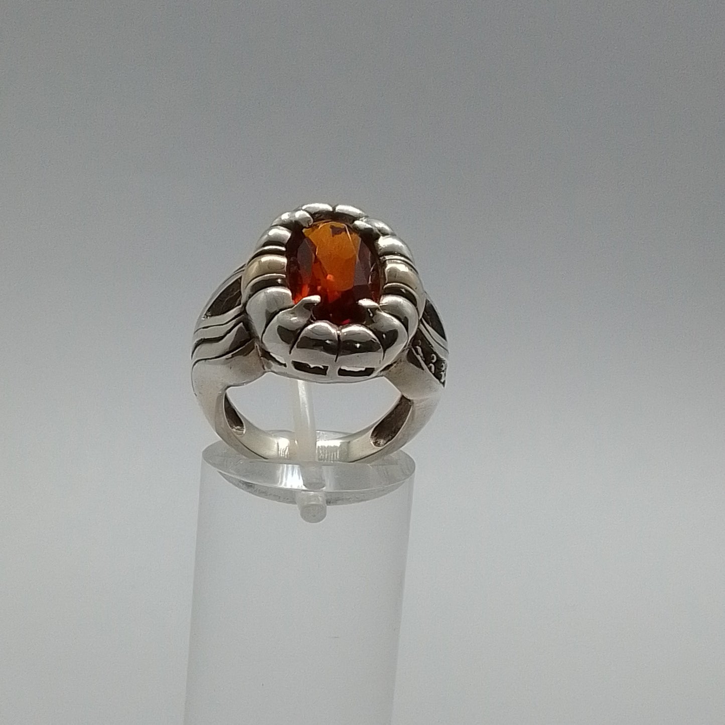 Anillo Plata y Oro con Ambar y circonias