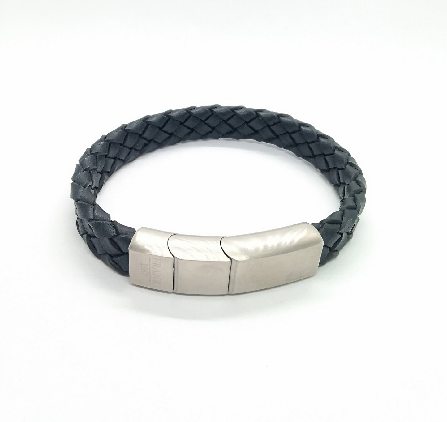 Pulsera Clásica de cuero trenzado con cierre de acero