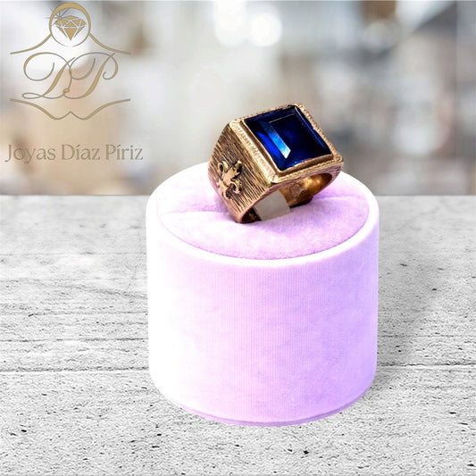 ANILLO ORO 10K CON PIEDRA AZUL