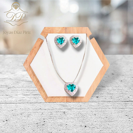conjunto plata Corazon Verde