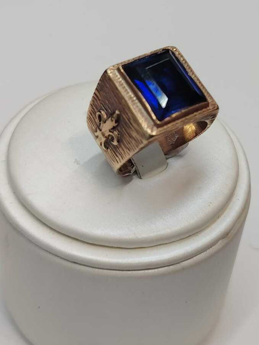 ANILLO ORO 10K CON PIEDRA AZUL