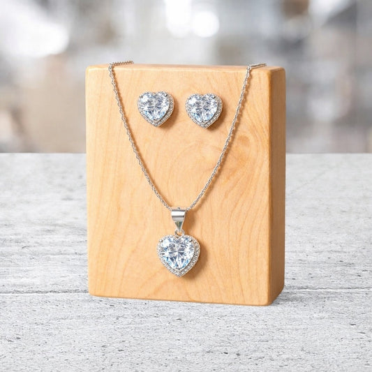 Conjunto plata corazon 3 piezas