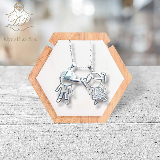 Conjunto niños cadena bolitas Plata