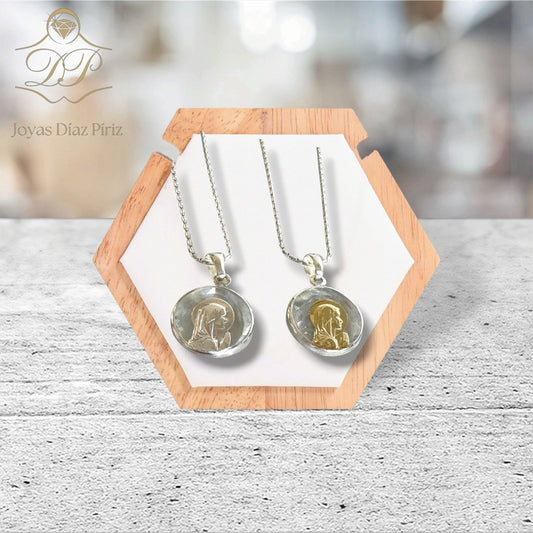 Conjunto Virgen niña plata y oro