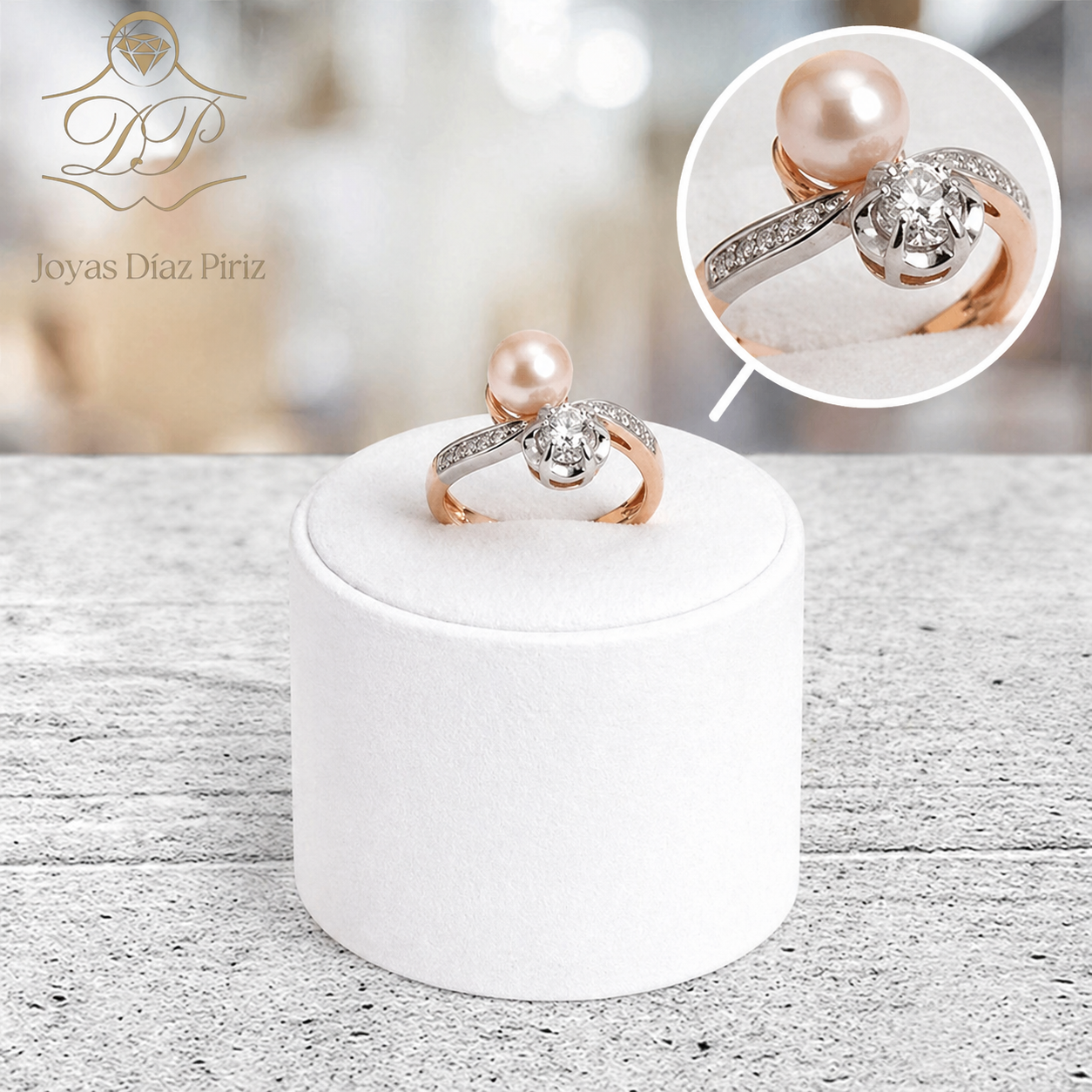 ANILLO ORO 18K CON PERLA Y BRILLANTE