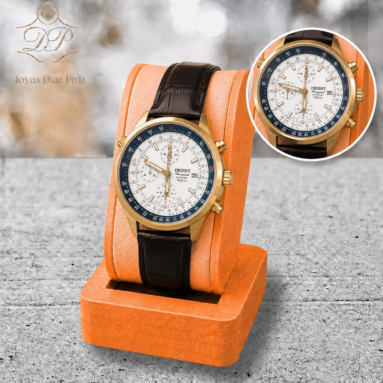 RELOJ ORIENT M/cuero negra
