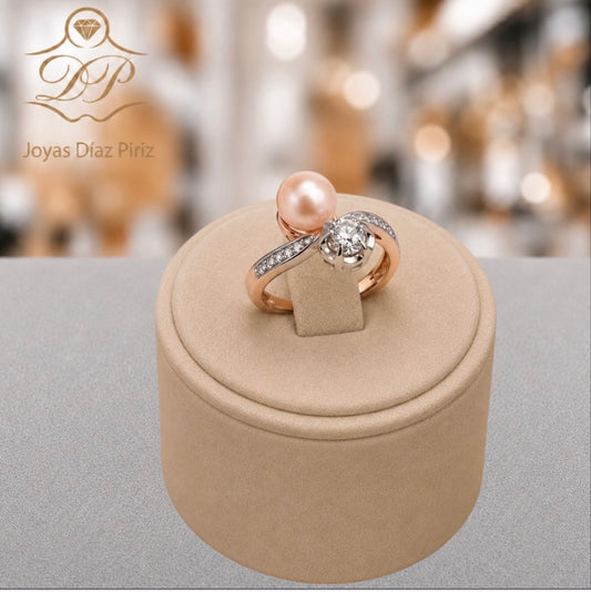 ANILLO ORO 18 K CON PERLA Y DIAMANTE