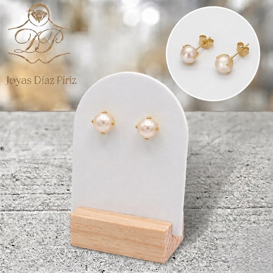Caravanas Perlas oro 18k engarce 4 puntas