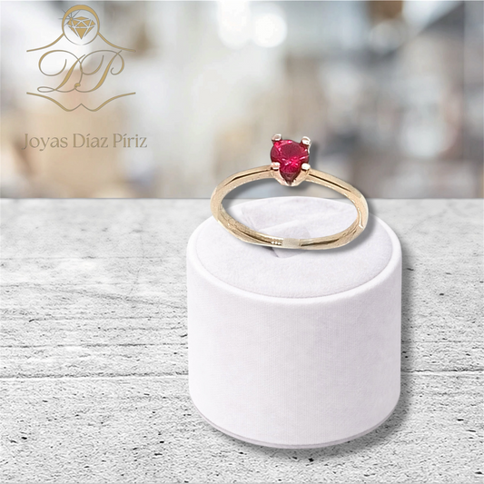 Cintillo Oro con Circonia Roja
