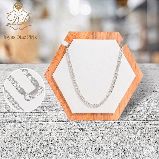 CADENA PLATA PE GRUMET DOBLE 45CM