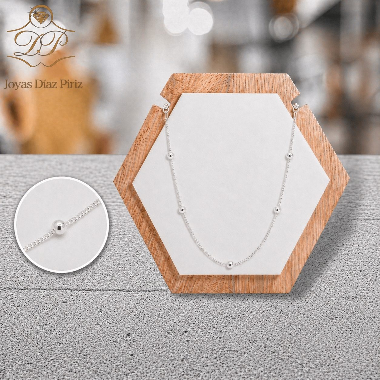 CADENA PLATA GRUMET BOLITAS