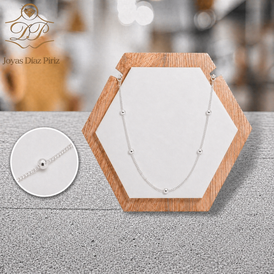 CADENA PLATA GRUMET BOLITAS
