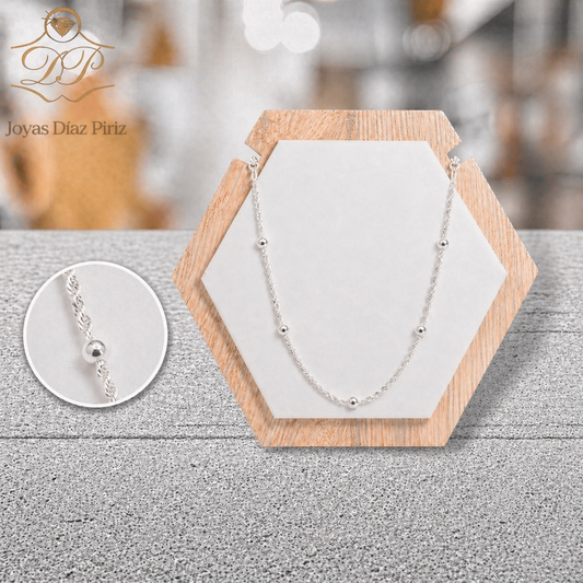 CADENA PLATA PE SINGAPUR BOLITAS 45CM