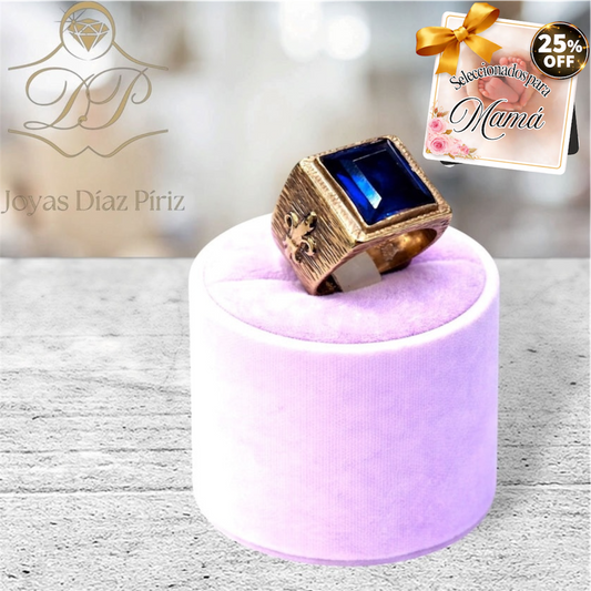 ANILLO ORO 10K CON PIEDRA AZUL