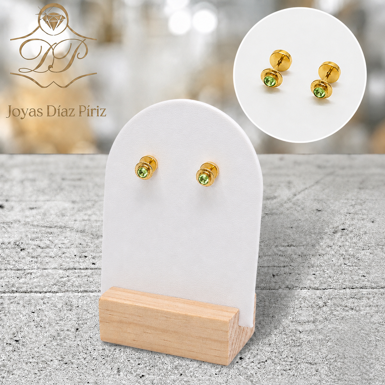 Abridores oro 18K con circonia verde