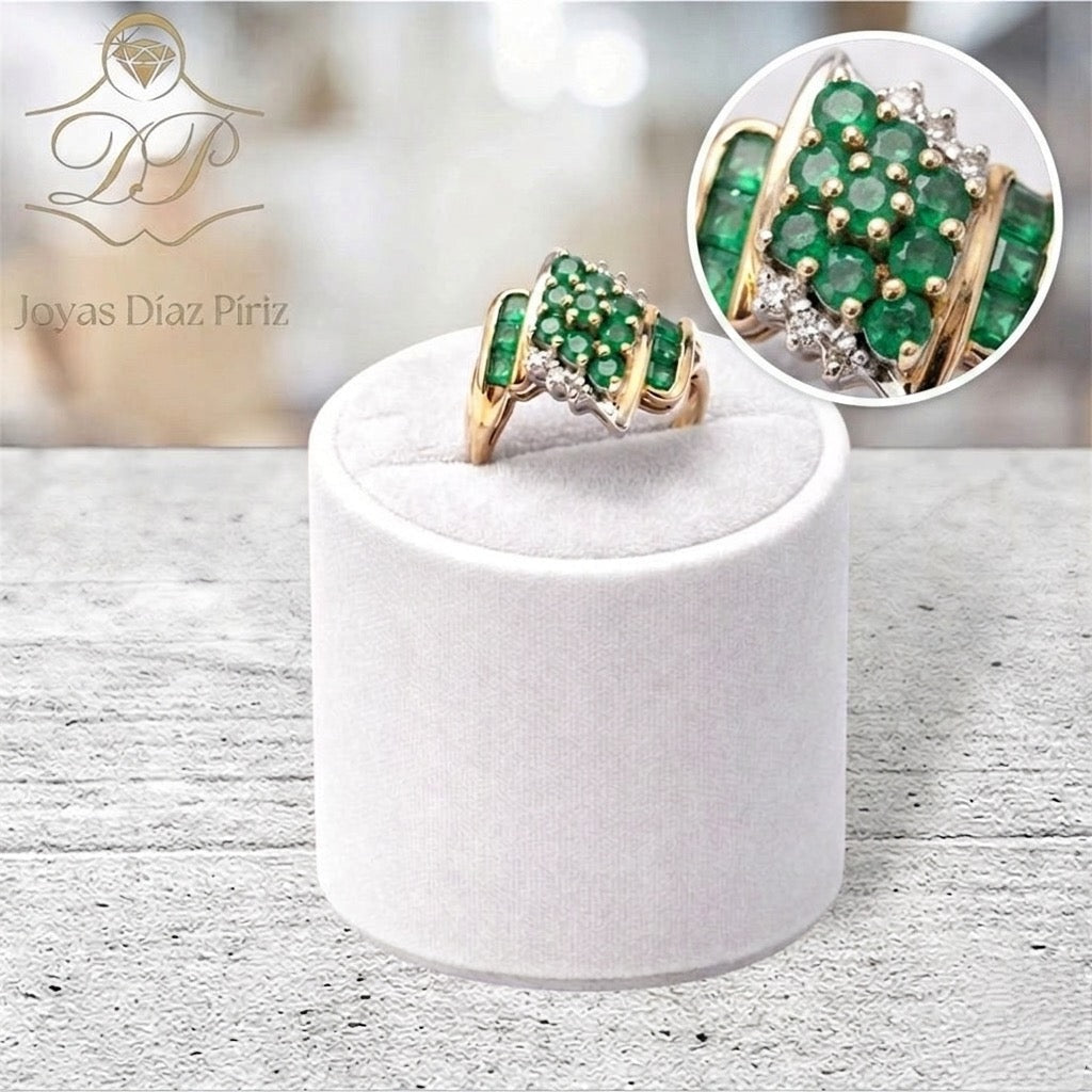 ANILLO ORO/CIRCONIAS VERDES