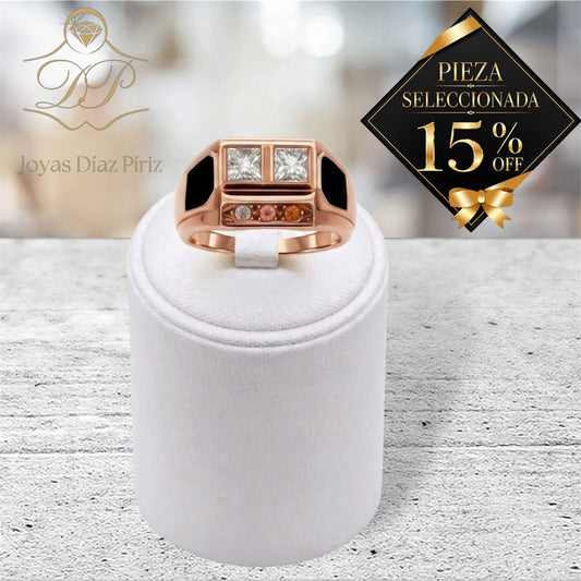 Anillo ORO 18K MESA RECTANGULAR CON BRILLANTES