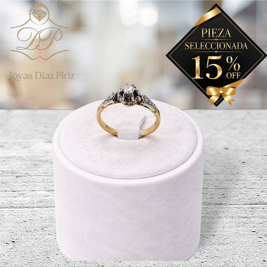 Anillo ORO 18K/GRIS Y BRILLANTE AL CENTRO