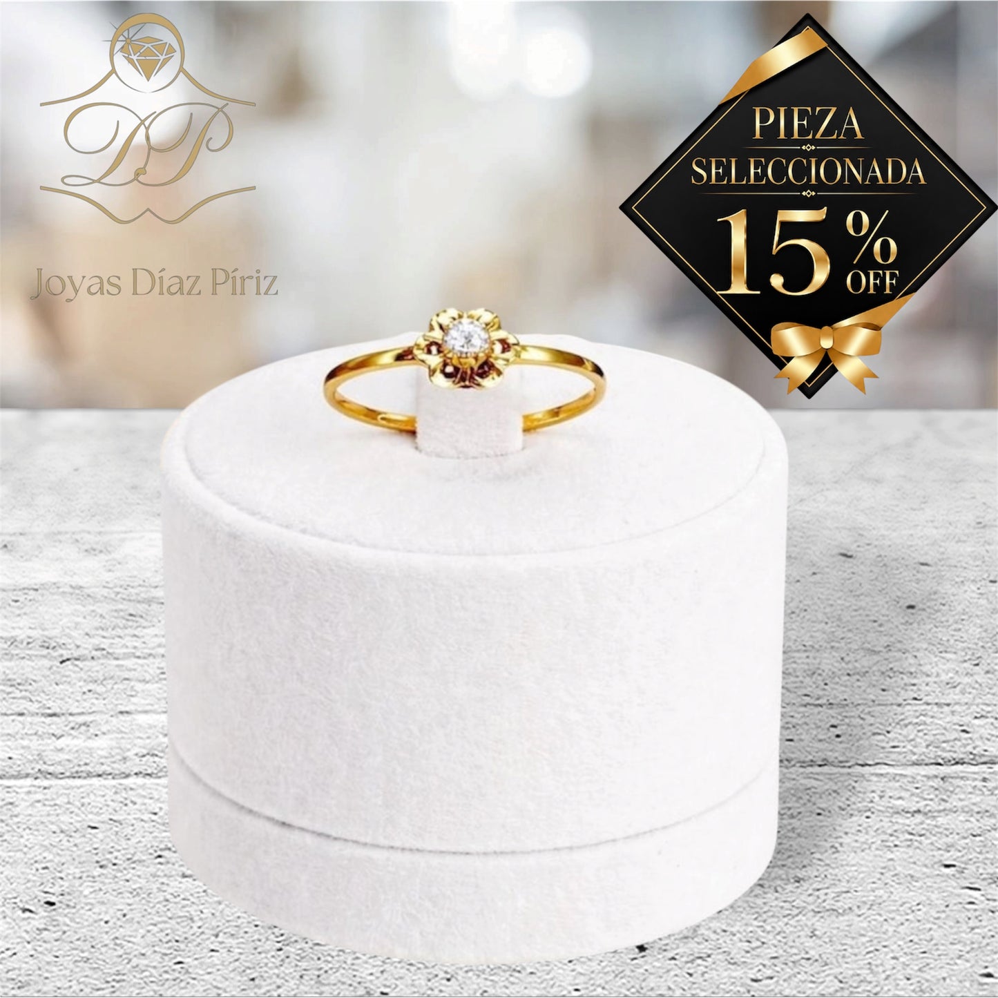 Anillo oro Flor/Circonia