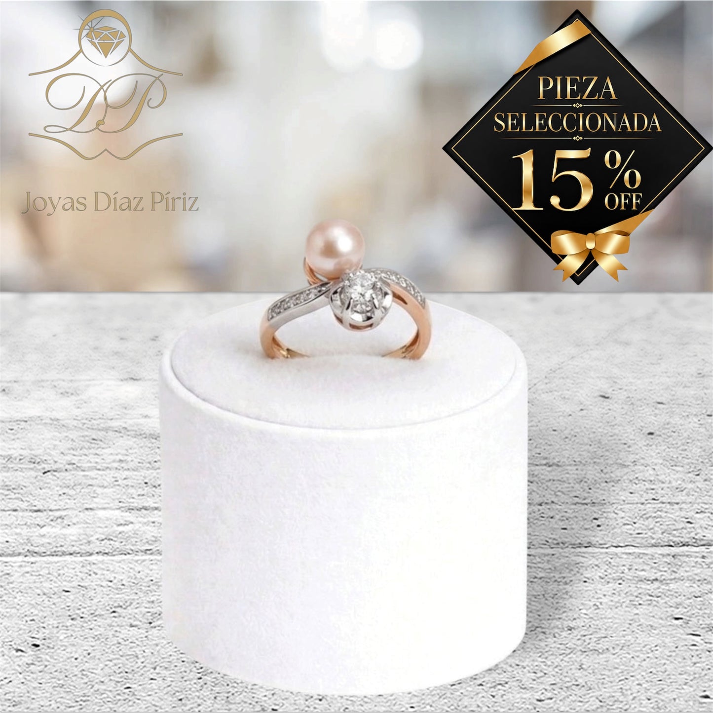ANILLO ORO 18K CON PERLA Y BRILLANTE