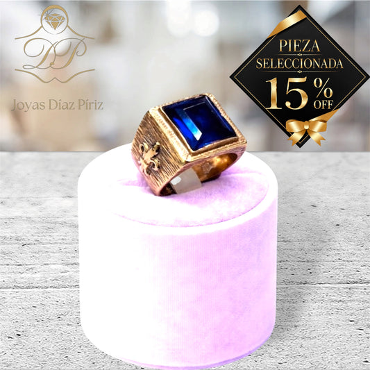 ANILLO ORO 10K CON CIRCONIA AZUL