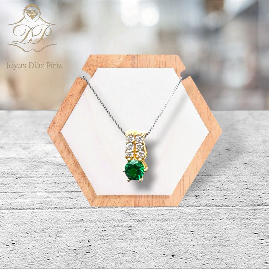 Conjunto oro gris con esmeralda