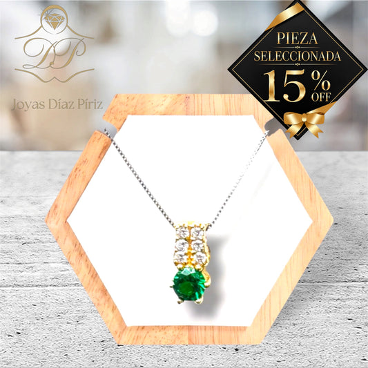 Conjunto oro gris con esmeralda