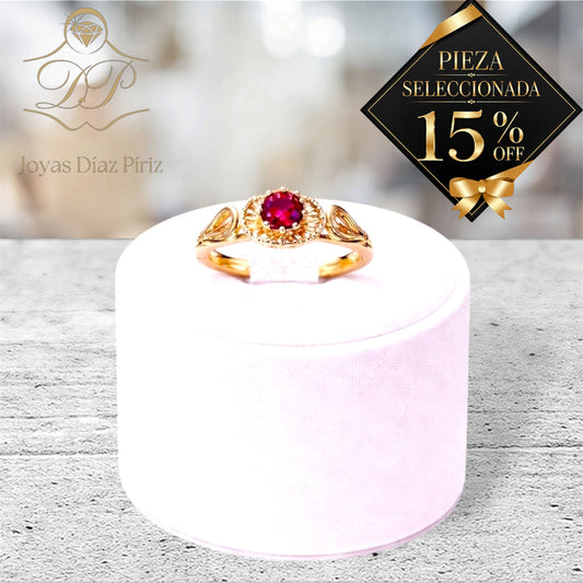 Anillo de oro 18kts Con Rubi