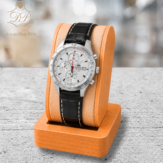 Reloj Pulsera Orient Chronograph esf blanca m/cuero 395