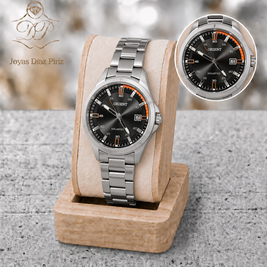 RELOJ ORIENT ESFERA NEGRA Y NARANJA