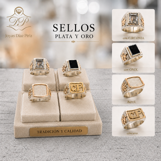 SELLOS PLATA Y ORO/CIRCONIA