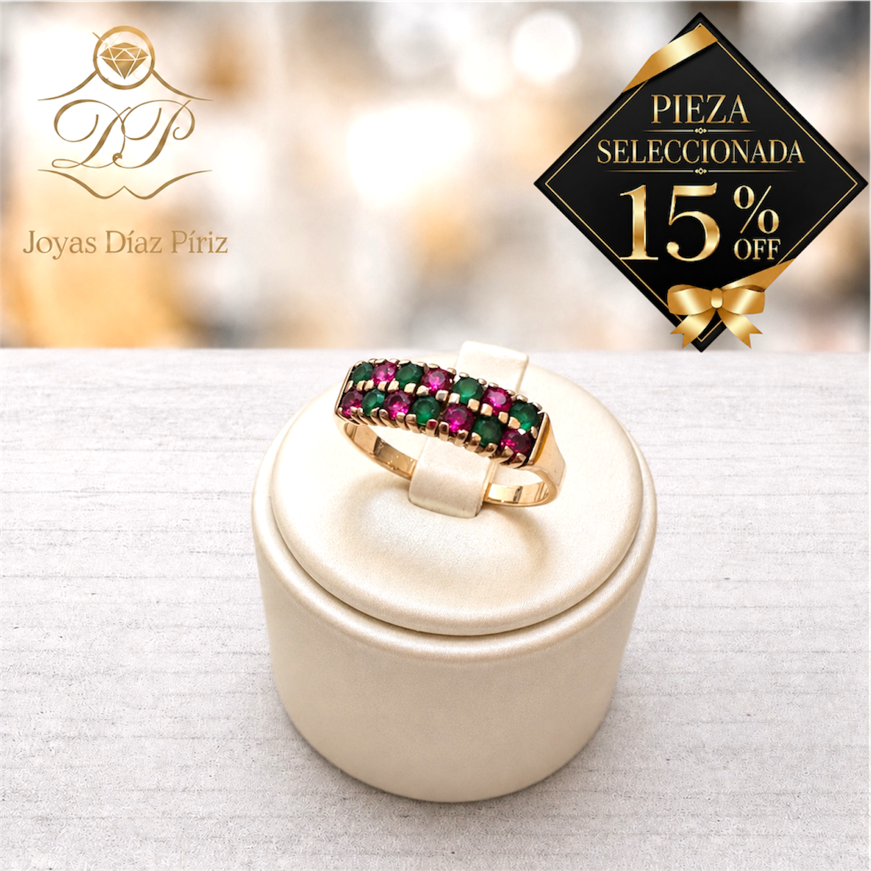 ANILLO ORO 10k DOBLE CARRIL CON CIRCONIAS