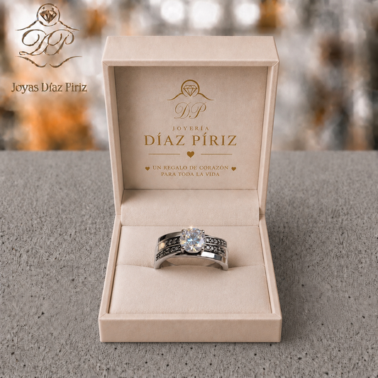 ANILLO PLATA Y ORO CON CIRCONIA