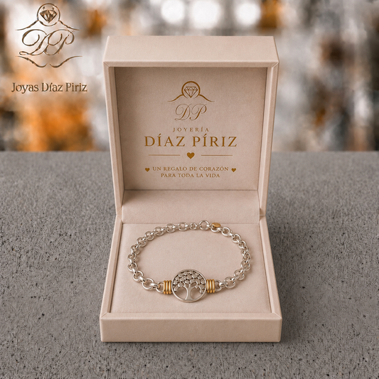 PULSERA PLATA Y ORO ÁRBOL DE LA VIDA